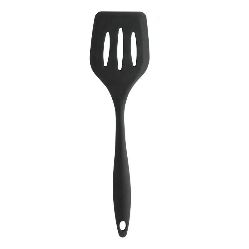 Espátula Vazada Em Silicone Lyor 29x8cm Preta Preto