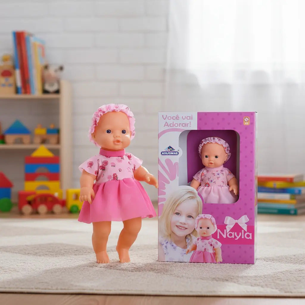 Boneca Bebe Nayla 34 Cm Infantil Menina Adijomar