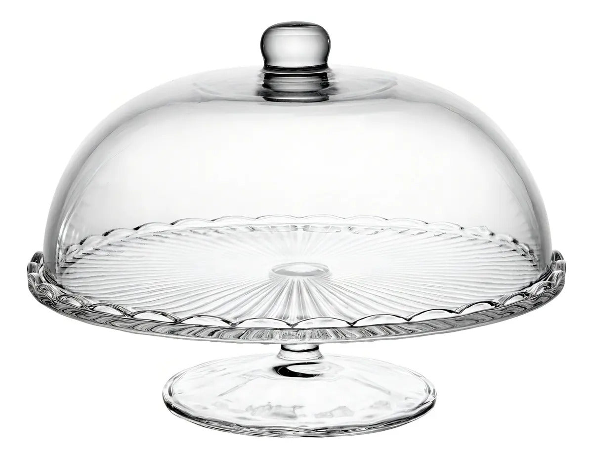 Prato P/bolo Torta C/pé Tampa Bangkok Cristal Wolff 29x21cm Cristal