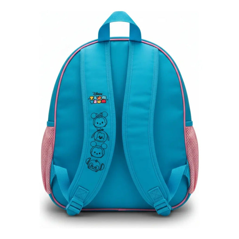 Mochila Disney Infantil Crianças Escola Rosto Stitch Azul Liso