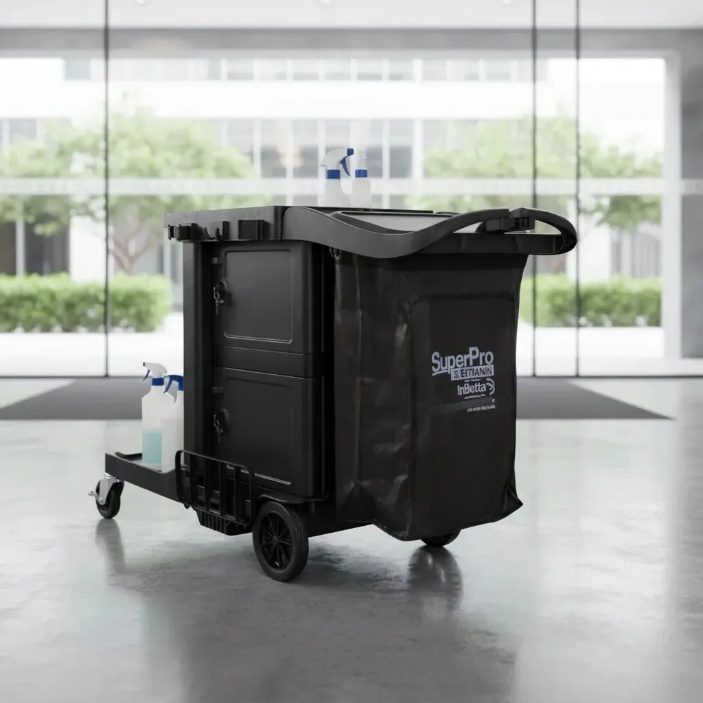 Carro Funcional De Limpeza Superpro Bettanin Com Bolsa Preta Preto