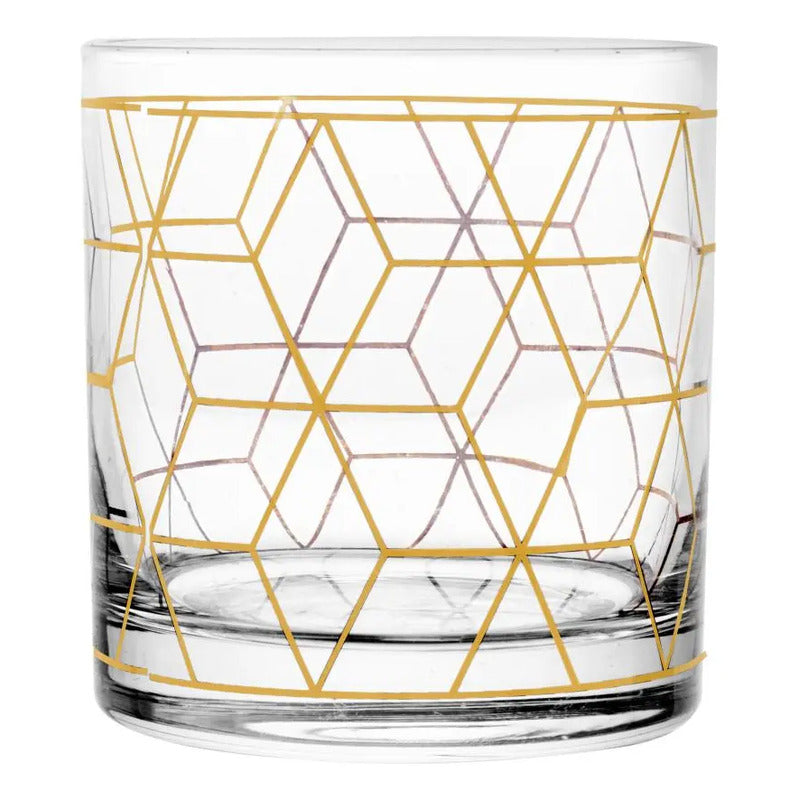 2 Copos Wolff Cube De Vidro Para Whisky 320ml Incolor