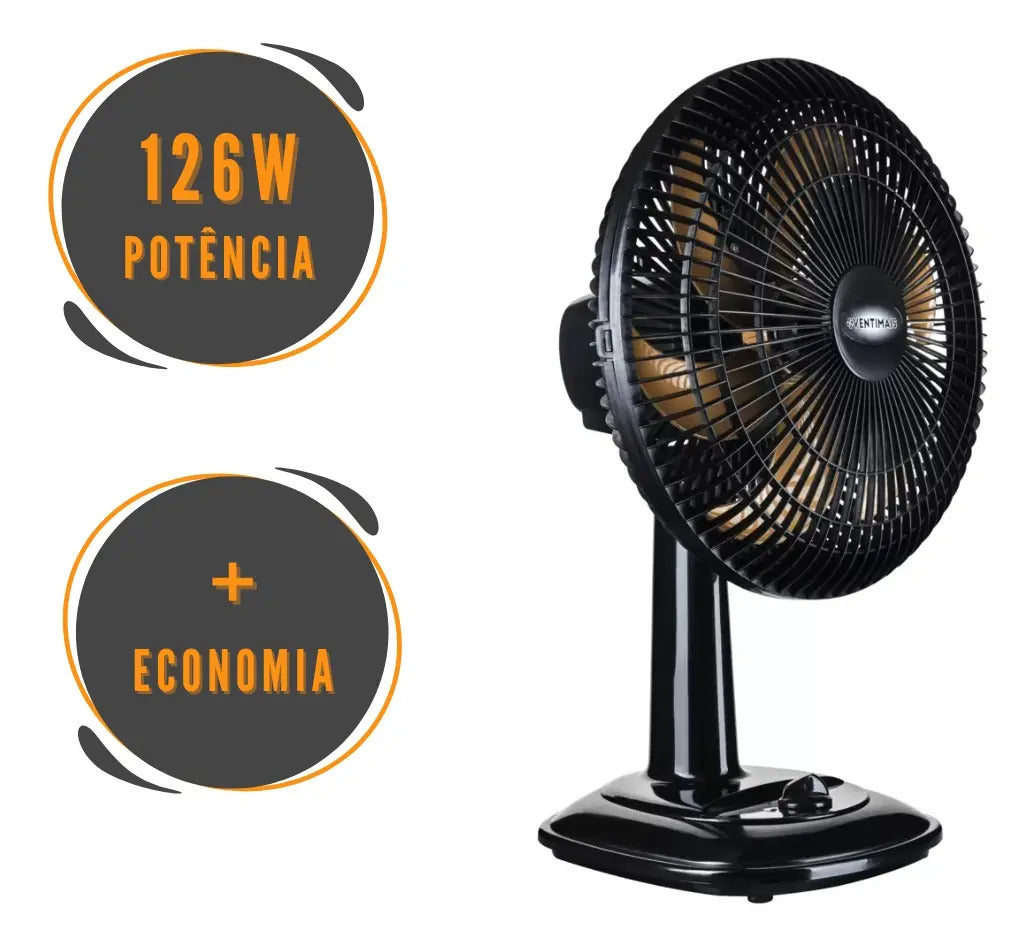 Ventilador De Mesa 40cm Turbo Preto/bronze Ventimais 220v 40 Cm 60 Hz Preto 220v Bronze Plástico 6