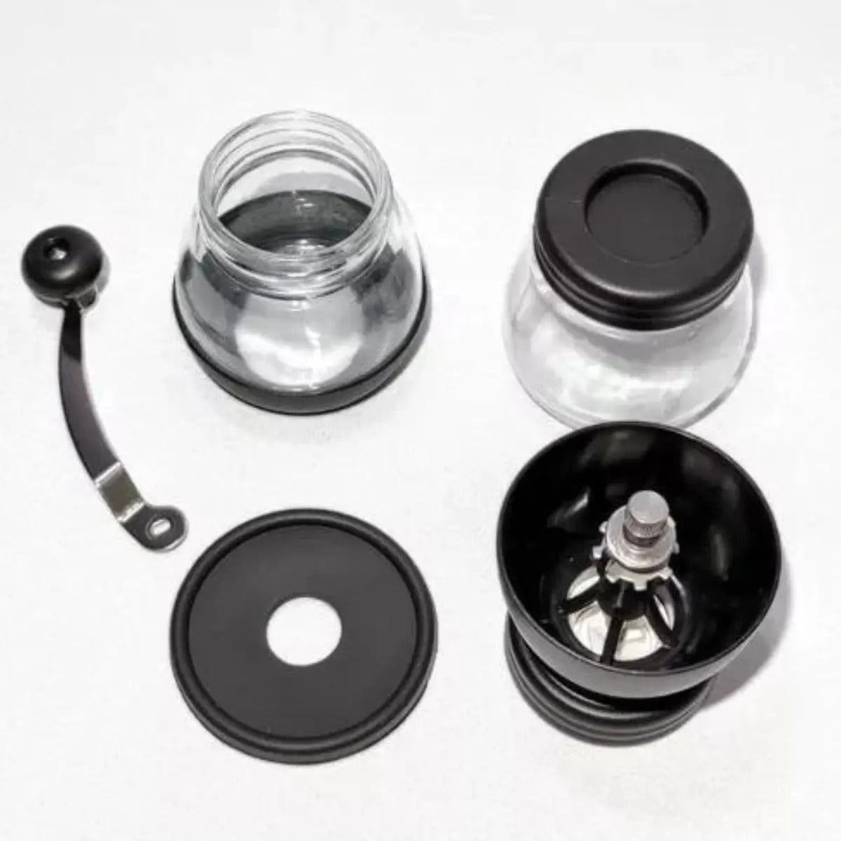 Moedor De Café De Aço Inox Com Porta Pó Extra De Vidro Lyor Preto