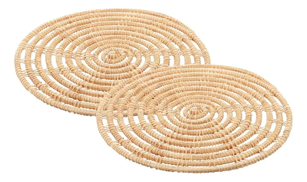2 Descansos Para Panela Lyor Palm De Fibra Natural Natural Liso