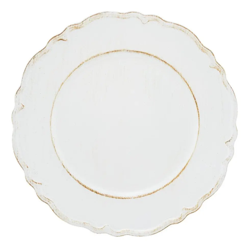 Sousplat Patinado Lyor Moon Branco De Plástico 33cm