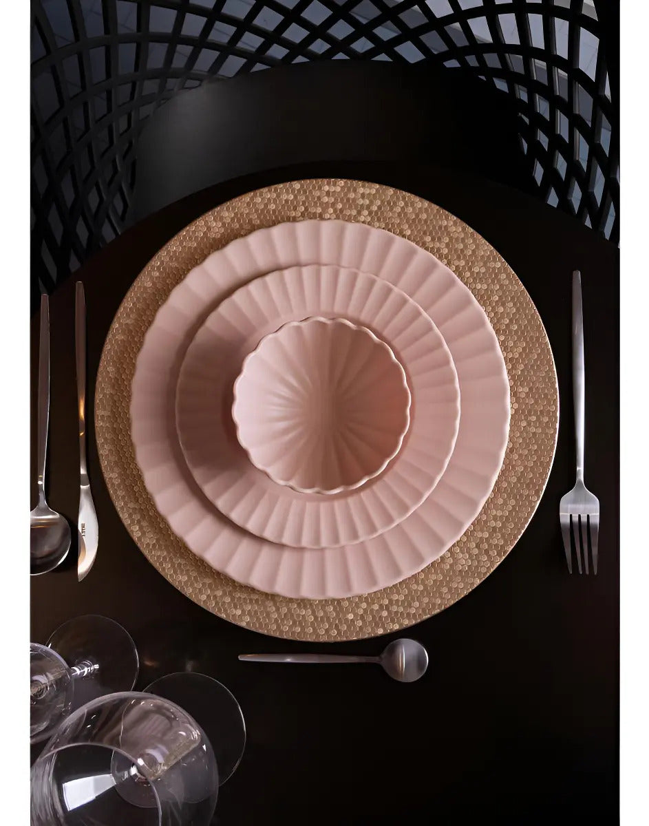 Sousplat Lyor Shine 33cm Dourado Elegante Plástico Prata Liso