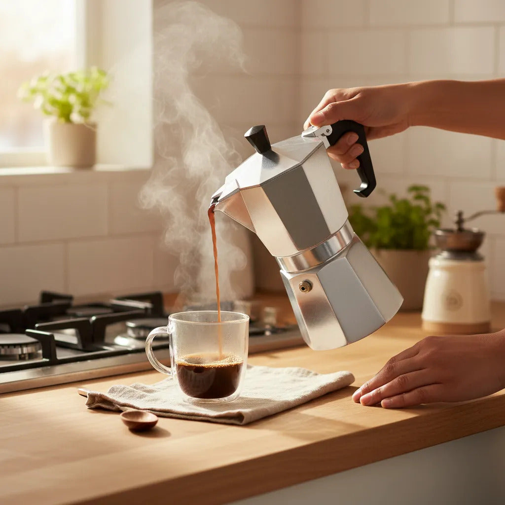 Cafeteira Italiana Lyor De Alumínio 6 Doses Com Cabo 300ml Inox