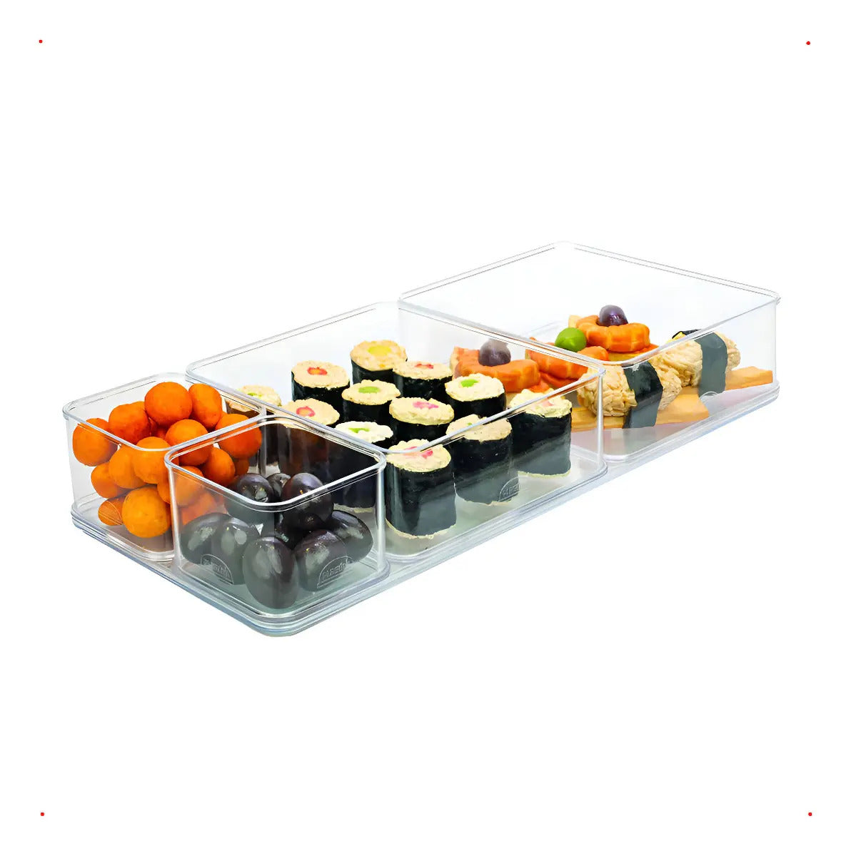 Kit 5 Organizadores Multiuso Transparente Com Encaixe 36,5cm