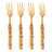 4 Garfos De Bolo Wolff Bambu Tulum De Aço Inox Dourado 16cm Dourado