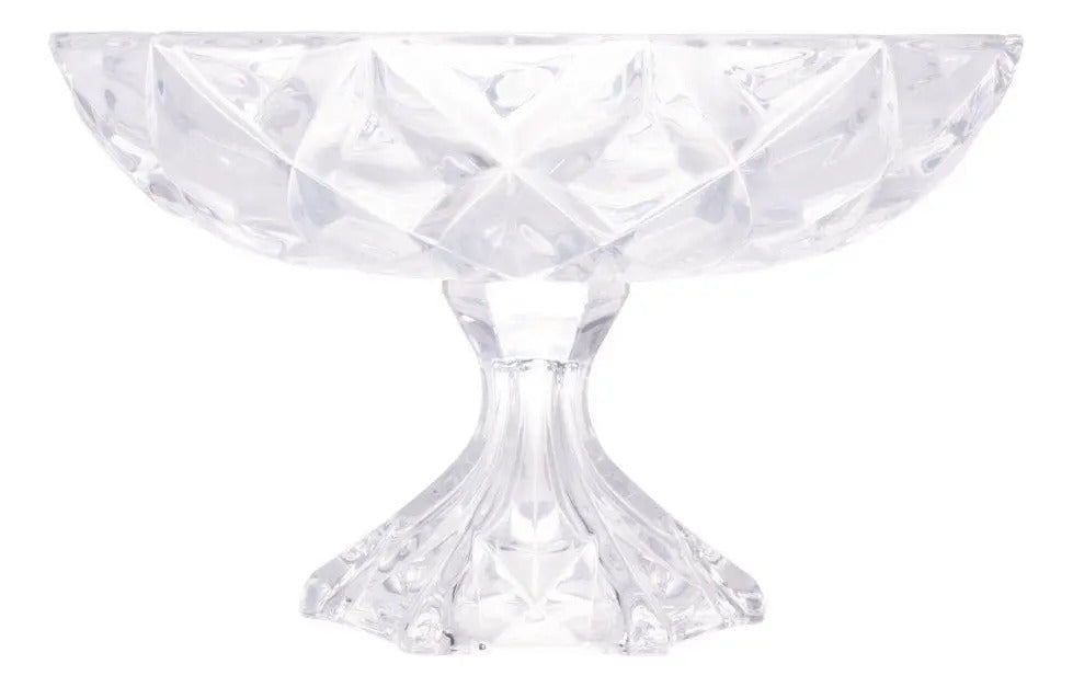 Centro De Mesa Com Pé Deli Diamond De Cristal 32,5cm - Lyor Transparente
