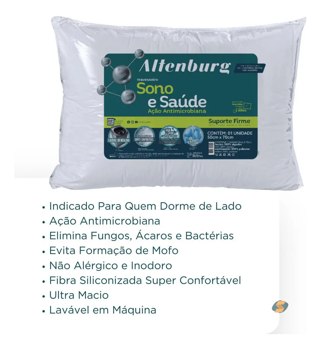 Travesseiro Altenburg Sono E Saúde Tradicional 70cm X 50cm Branco