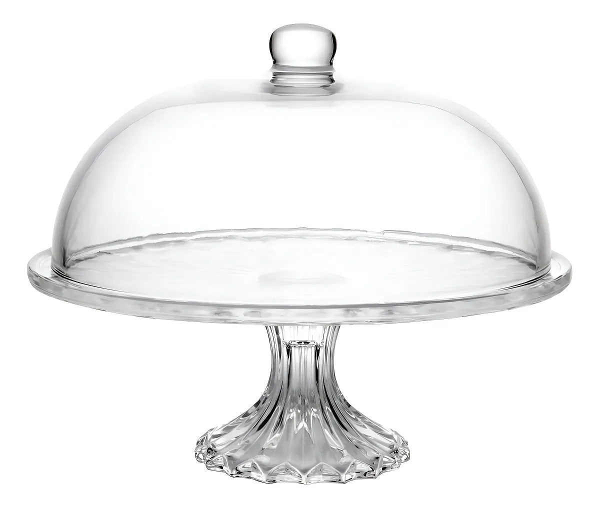Prato Para Bolo De Cristal Com Pé E Tampa Diamond 31cm X 31cm X 23,5cm - Lyor Transparente