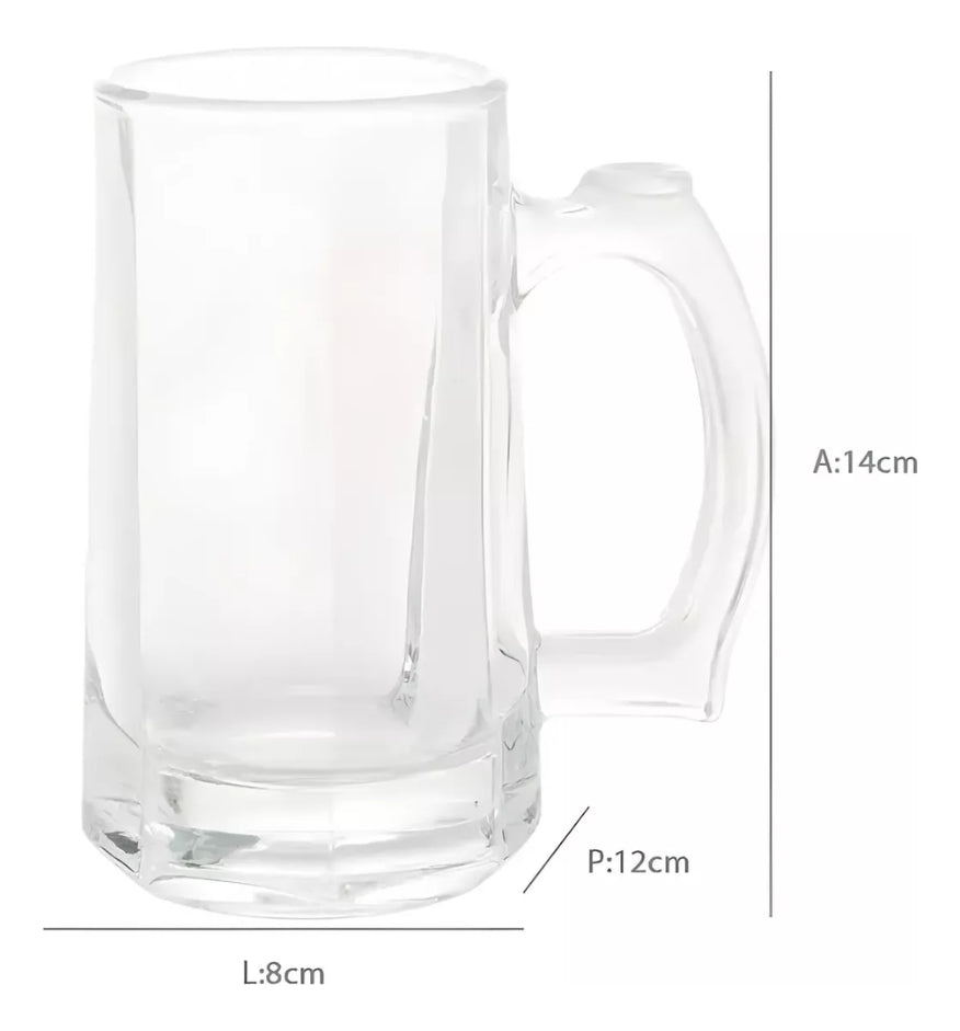 Kit 4 Canecas Para Chopp E Cerveja De Vidro 365 Ml- Lyor Branco