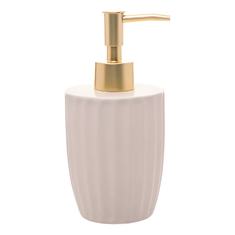 Porta Sabonete Liquido Luxo Lavabo Em Cerâmica Creme 330ml Branco