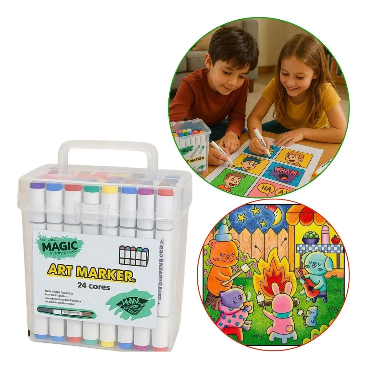 Canetinhas Touch Magic Kids Art Marker De Ponta Dupla Multicolor