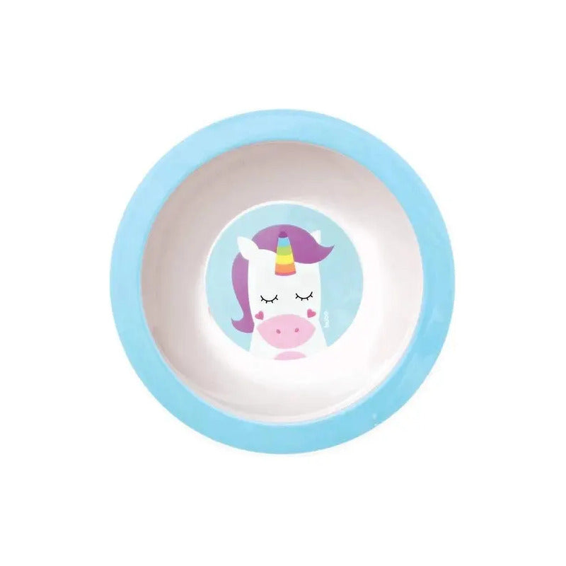 Kit Alimentação Prato Bowl Copo Bebe Divertido Animal Fun Unicórnio