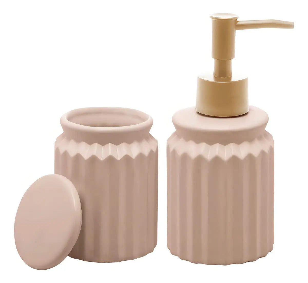 2 Peças Para Banheiro Lyor Stripes De Cerâmica Nude