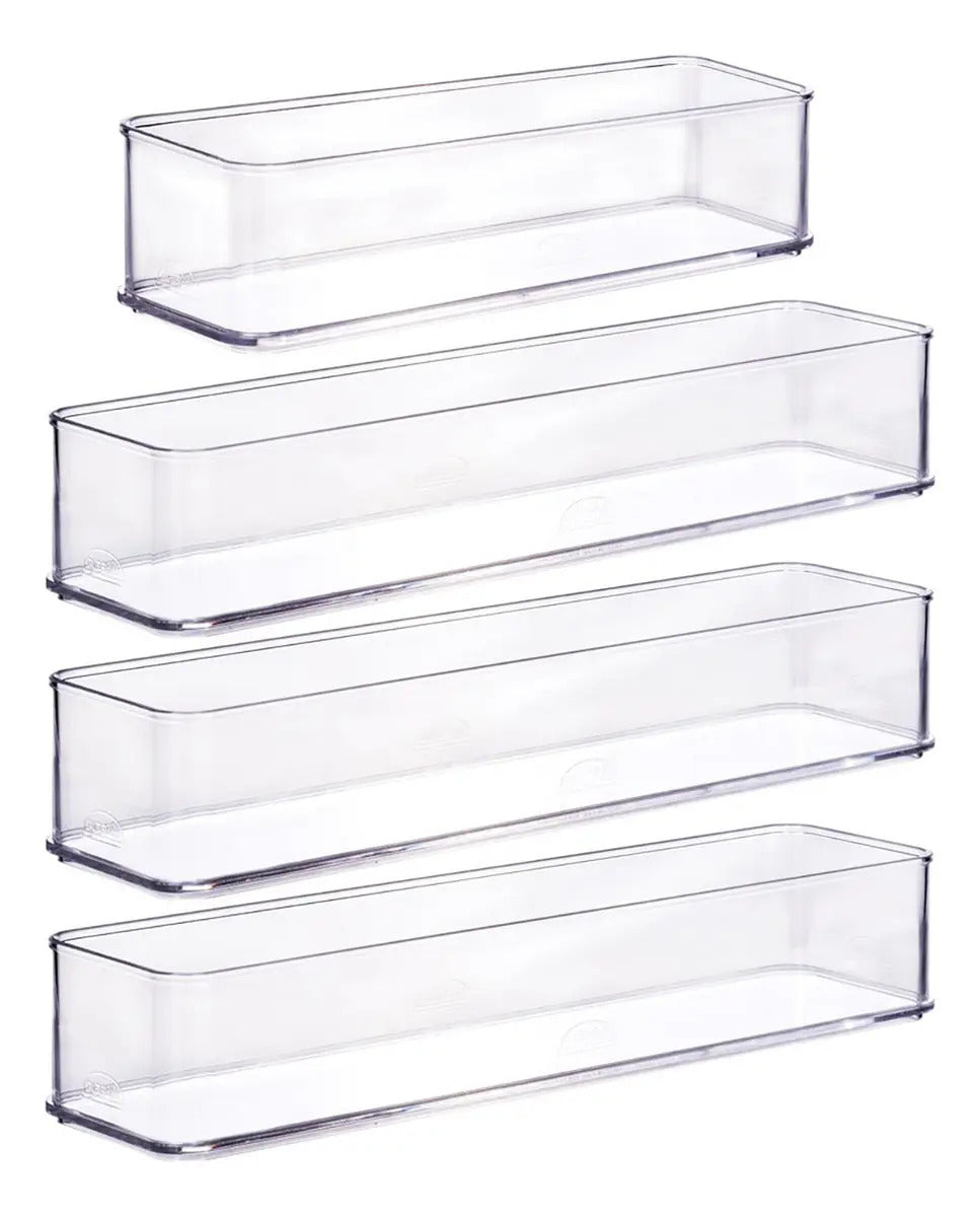 Kit 4 Organizador Modular Multiuso Talheres - Transparente Transparente