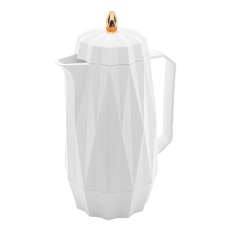 Garrafa Térmica De Plástico Diamond Branca 1l - Lyor Branco