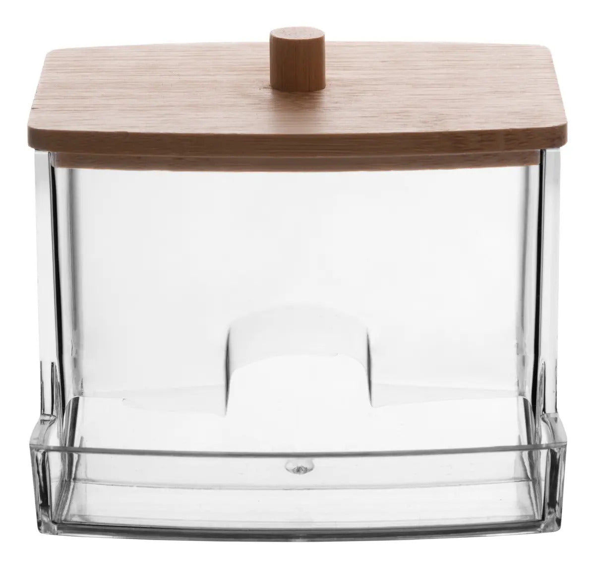 Porta Cotonete Com Tampa De Bambu 5989 Cor Incolor