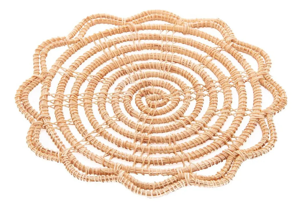 2 Descansos De Panela Lyor Palm De Fibra Natural Flor 20cm Natural Flor