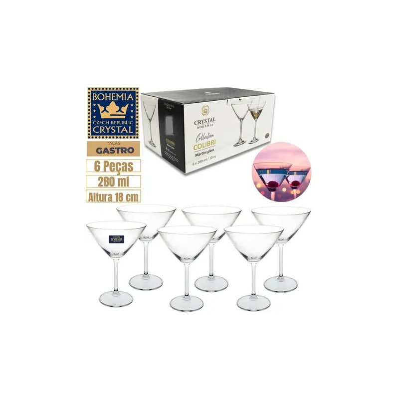 Jogo De Taças Para Martini Bohemia Gastro 280 Ml - 6 Peças Transparente