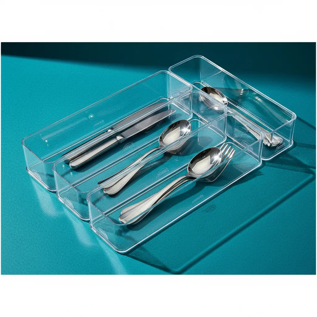 Kit 4 Organizador Modular Multiuso Talheres - Transparente Transparente