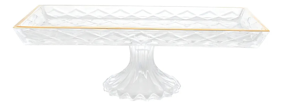 Travessa Com Pé Em Cristal Com Fio De Ouro Lyor Diamond 34,5