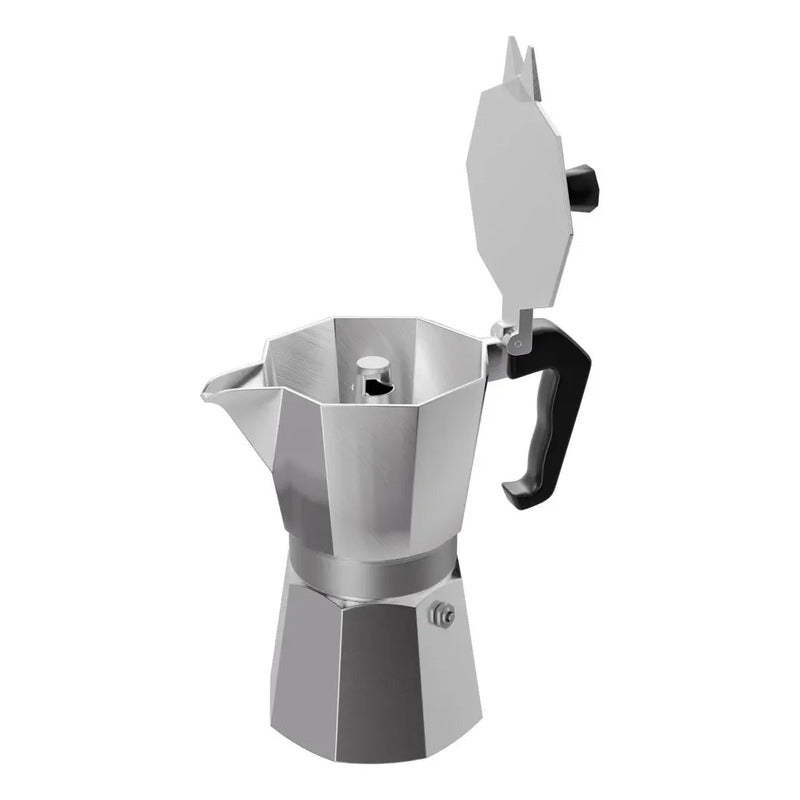 Cafeteira Italiana Lyor De Alumínio 6 Doses Com Cabo 300ml Inox