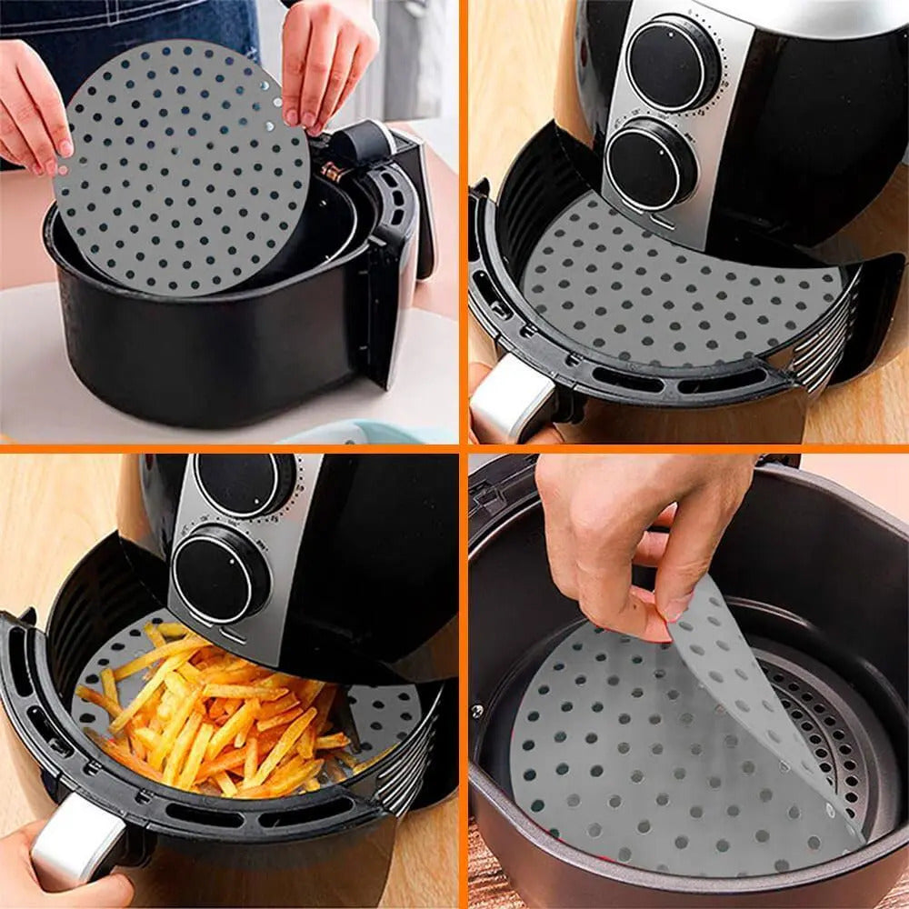 Tapete Protetor Air Fryer Redondo Silicone Antiaderente Lyor