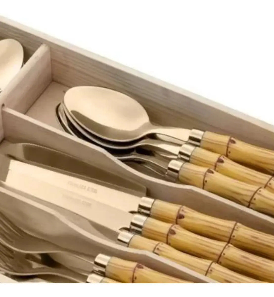 Faqueiro 24 Pcs Bambu Aço Inox Dourado Bon Gourmet