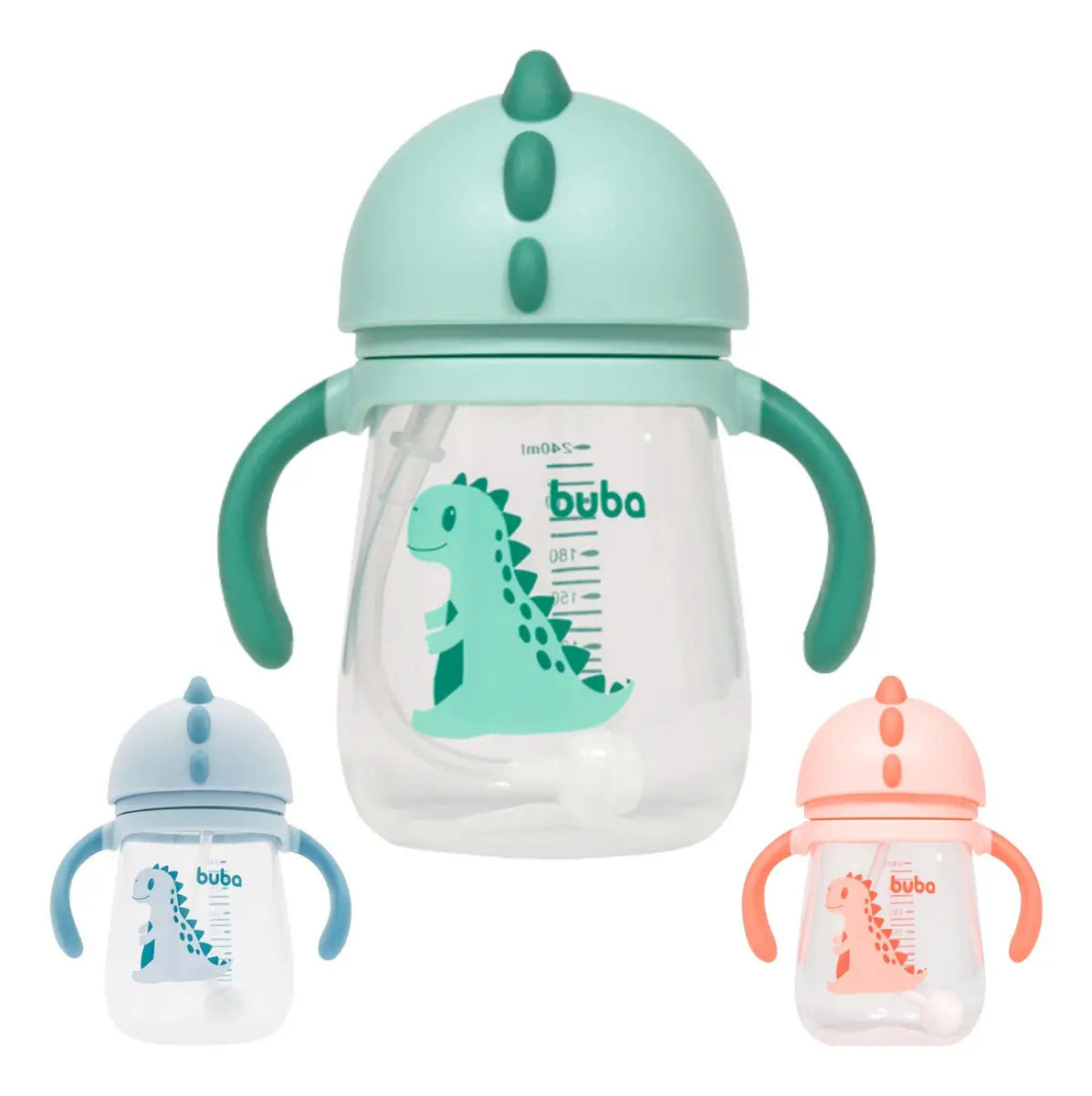 Copo Transição Antivazamento Válvula Dino Com Alça Buba® Cor Verde Liso