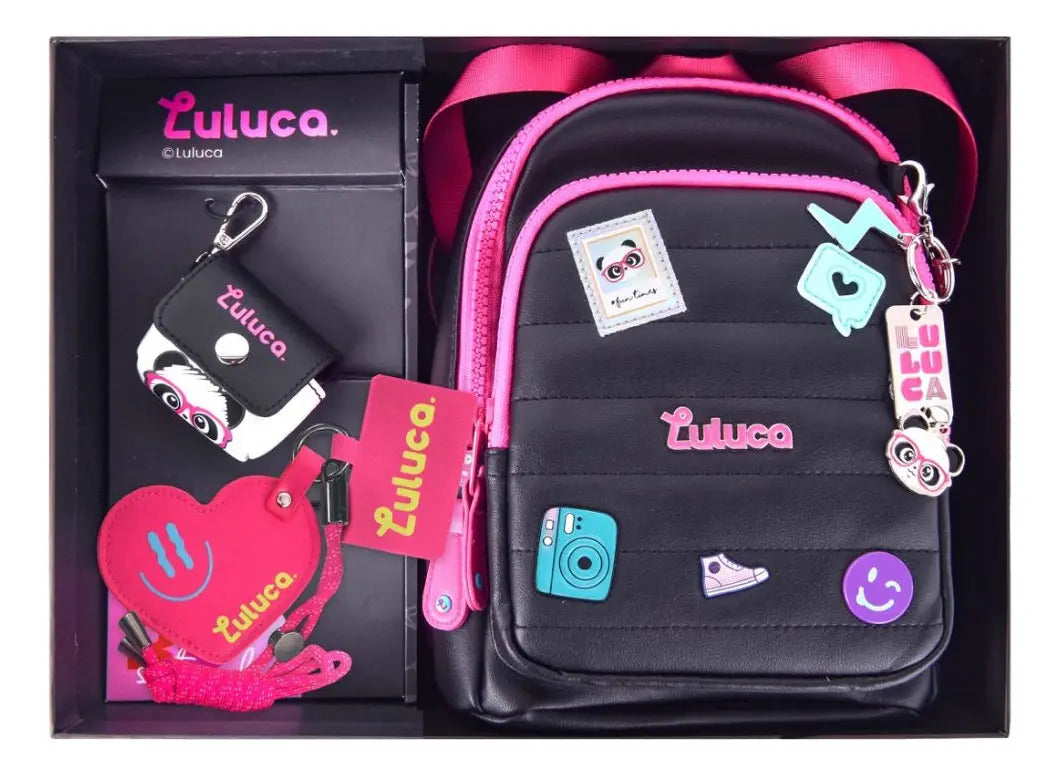 Mini Mochila Porta Fone E Chaveiro C/espelho Luluca Youtuber