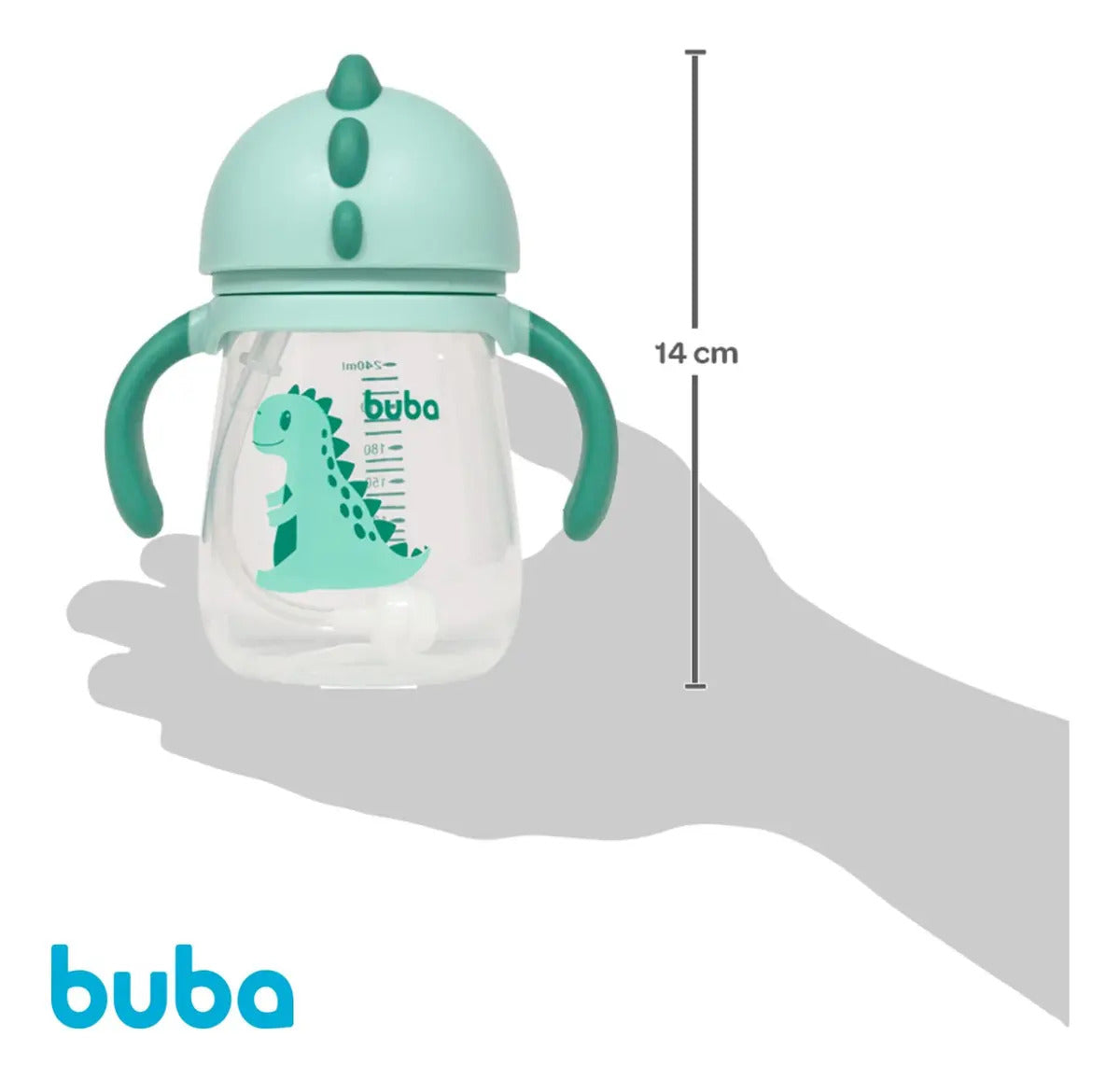Copo Transição Antivazamento Válvula Dino Com Alça Buba® Cor Verde Liso