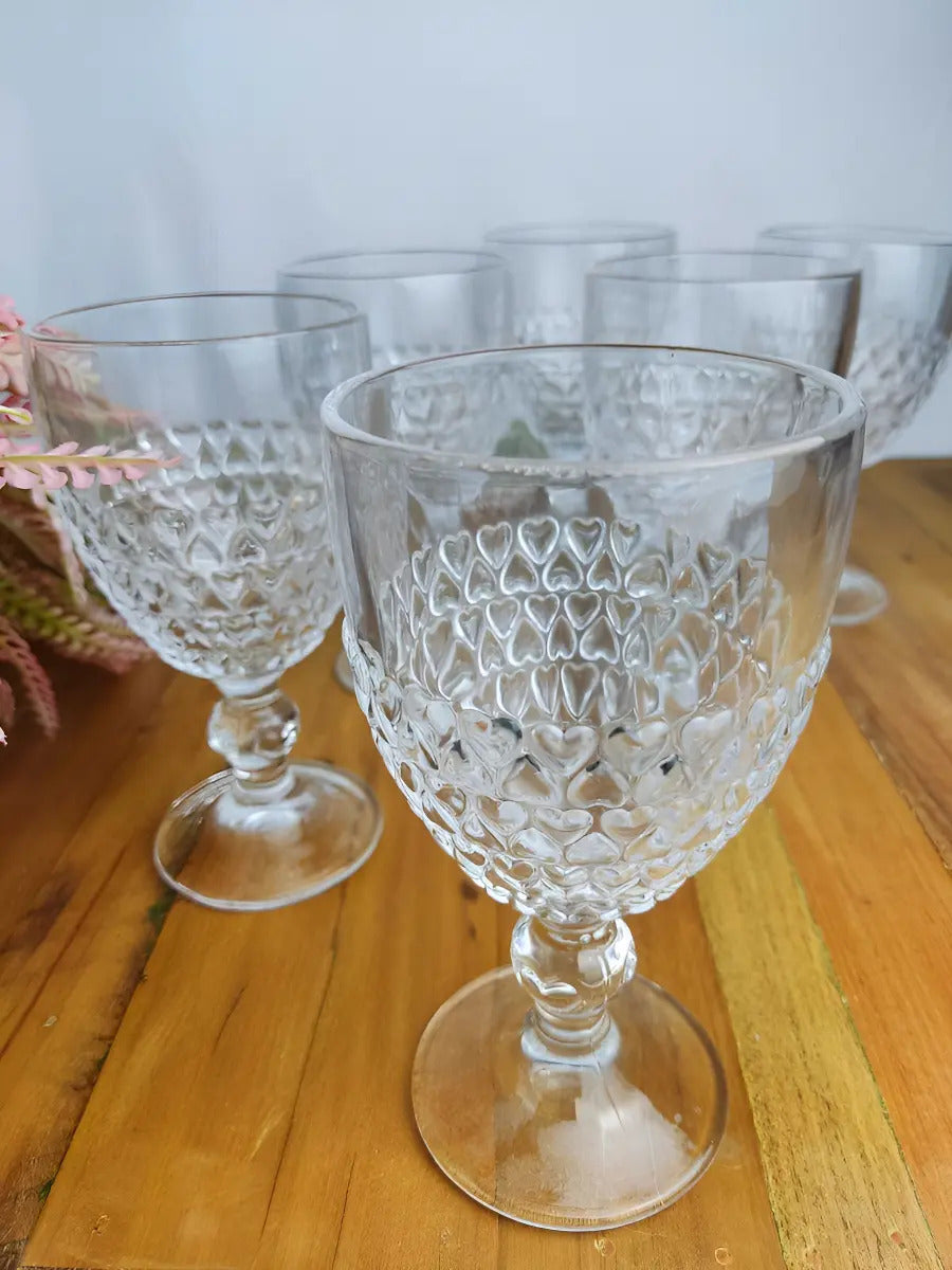 Jogo De Taça Coração 6 Peças Cristal Transparente 330ml Lyor Cor Incolor