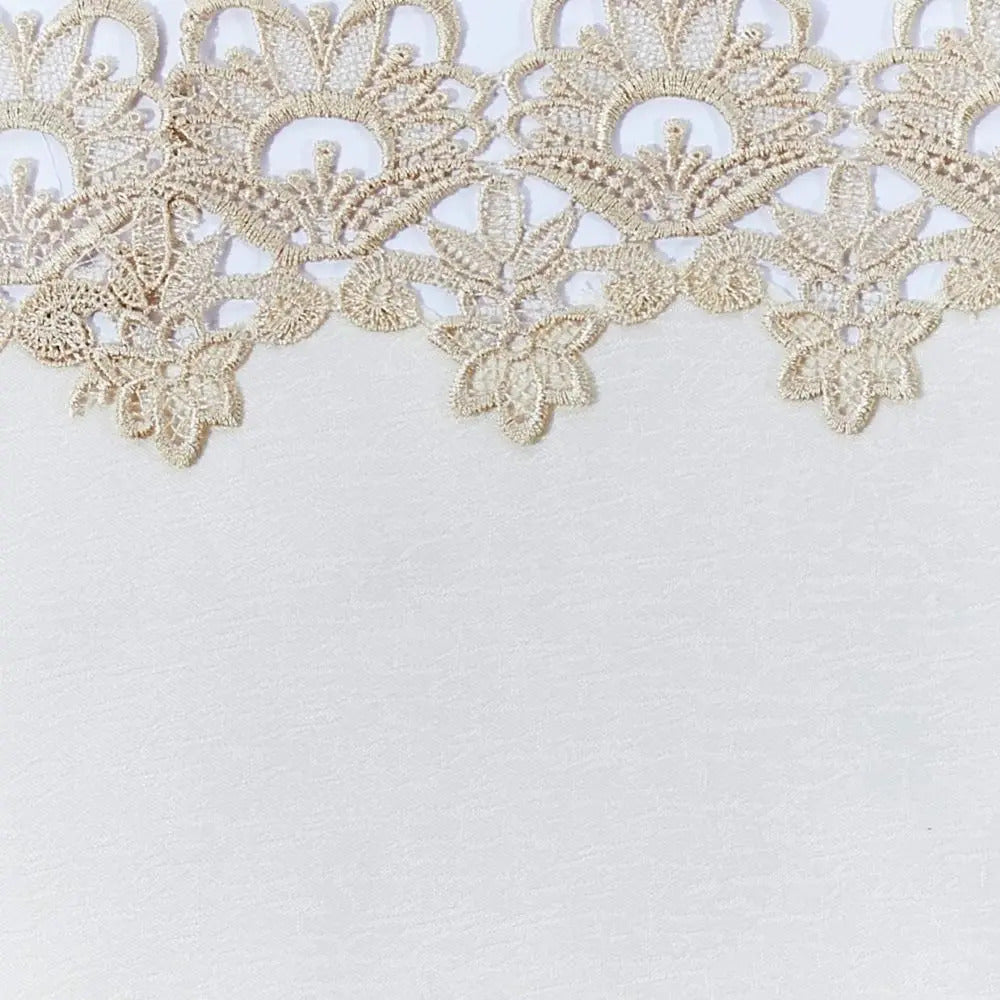 Caminho De Mesa Rendado Veneza Luxo Bege 40x180cm Jolitex Bege Liso