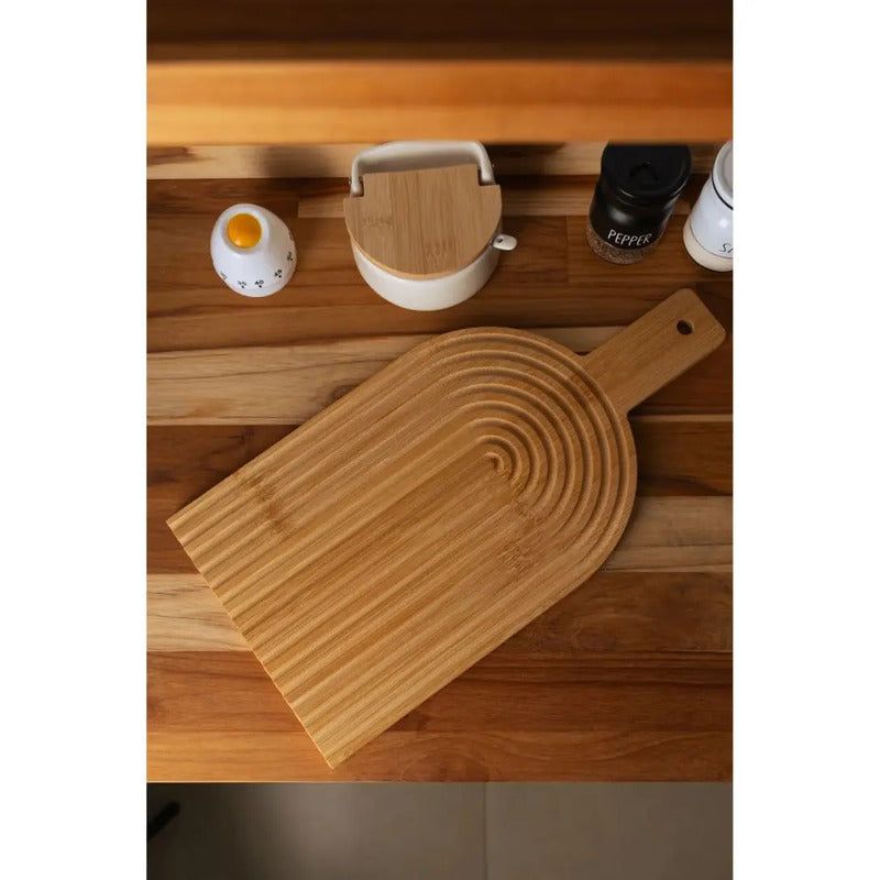 Tábua Decorativa Aura 39cm X 20cm X 1,5cm Bambu - Lyor Geométrico Marrom-claro
