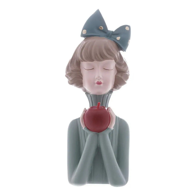 Figura Boneca Com Maçã Wolff De Resina 9cm X 9cm X 23cm Cor Colorido