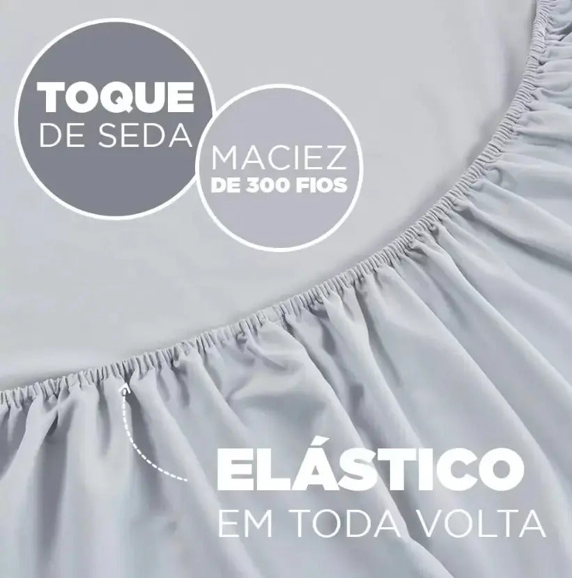 Jogo Cama Casal 3 Peças Toque De Seda Maciez De 300 Fios Branco