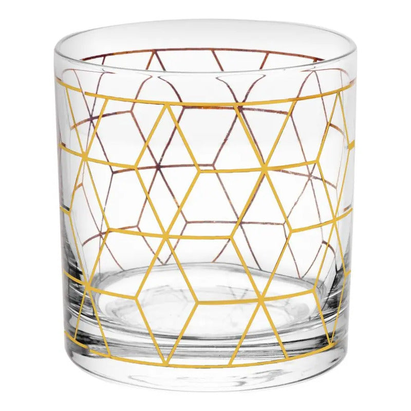 2 Copos Wolff Cube De Vidro Para Whisky 320ml Incolor