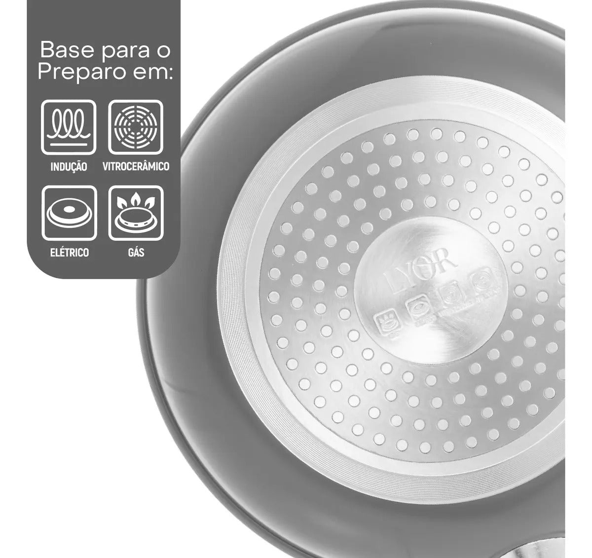 Frigideira De Indução Em Alumínio Cinza 20cm - Lyor Cinza