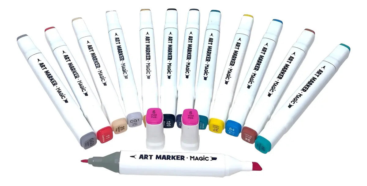 Magic Canetas Ponta Dupla Art Marker 48 Cores Vibrantes Bobbie Goods Diversas Cores