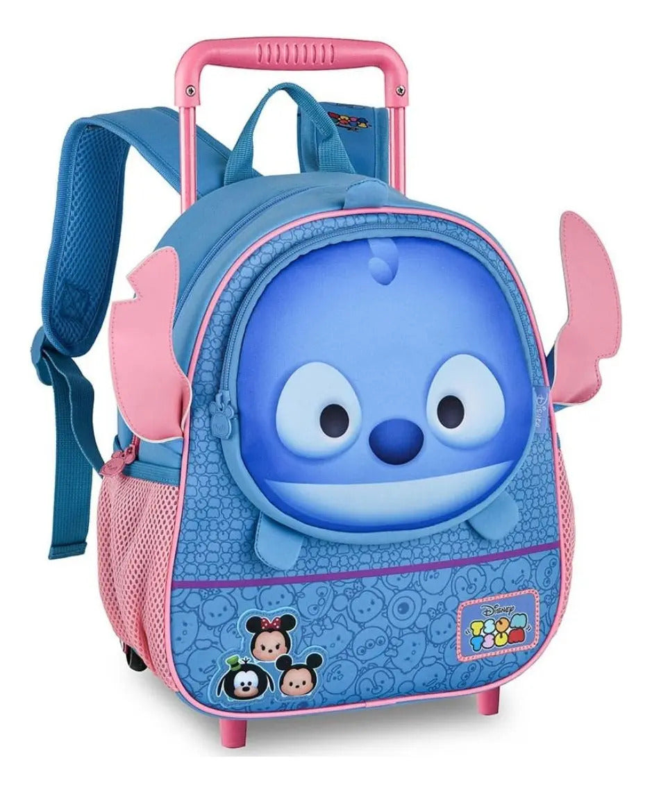 Mochila Escolar De Carrinho Para Criança Stitch Tsum Tsum 13  Azul Geométrico