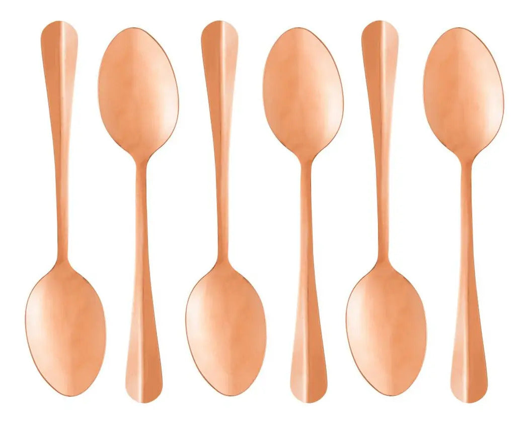 6 Colheres Para Mesa Lyor Positano De Aço Inox Rose 18cm Rose