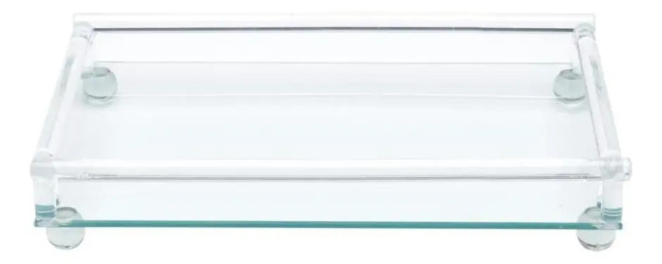 Bandeja Retangular Com Pé Royal Decor 33 X 20 X 6 Cm Transparente