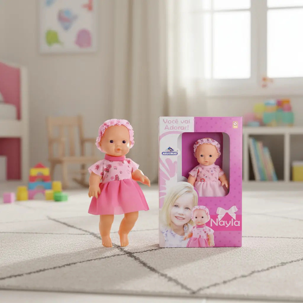 Boneca Bebe Nayla 34 Cm Infantil Menina Adijomar