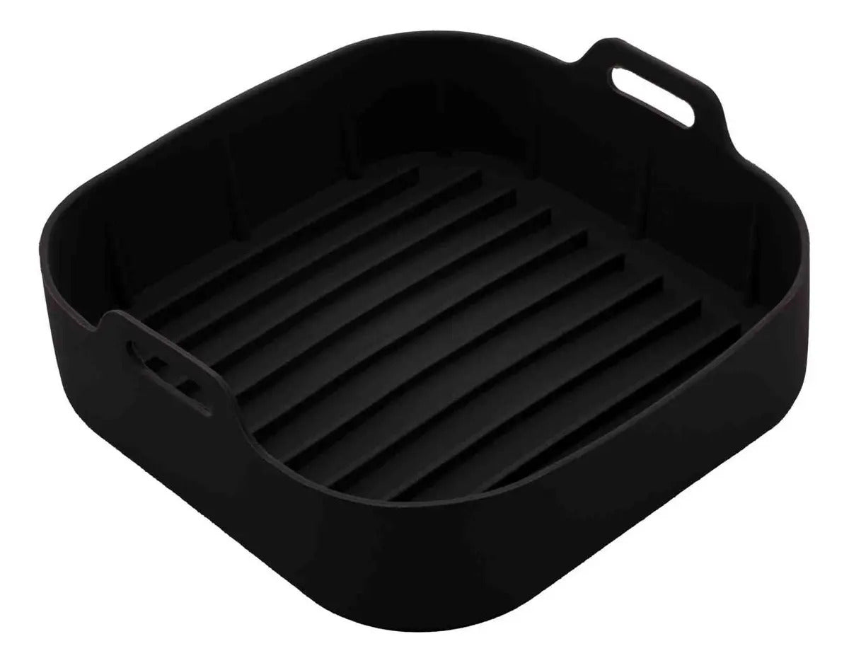Forma Forro Quadrada Para Air Fryer Preta 16cm Silicone Lyor