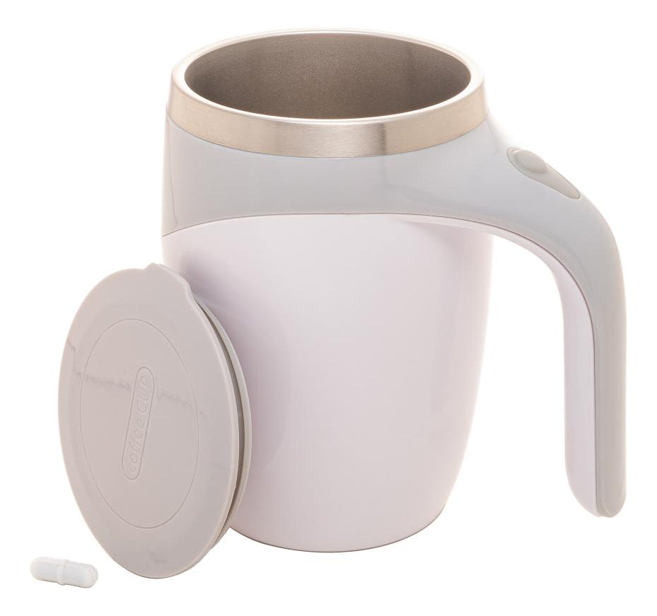 Caneca Mixer De Aço Inox Com Tampa Branca 440ml Lyor N/a