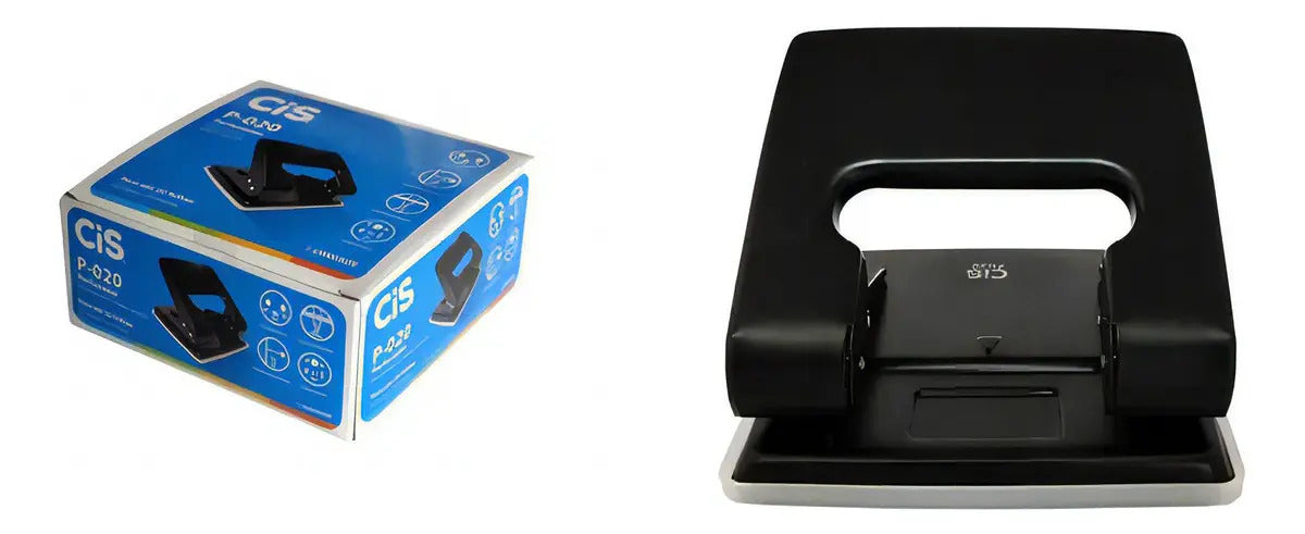 Perfurador P-020 - 2 Furos - Furador De Papel - Cis Preto Redonda